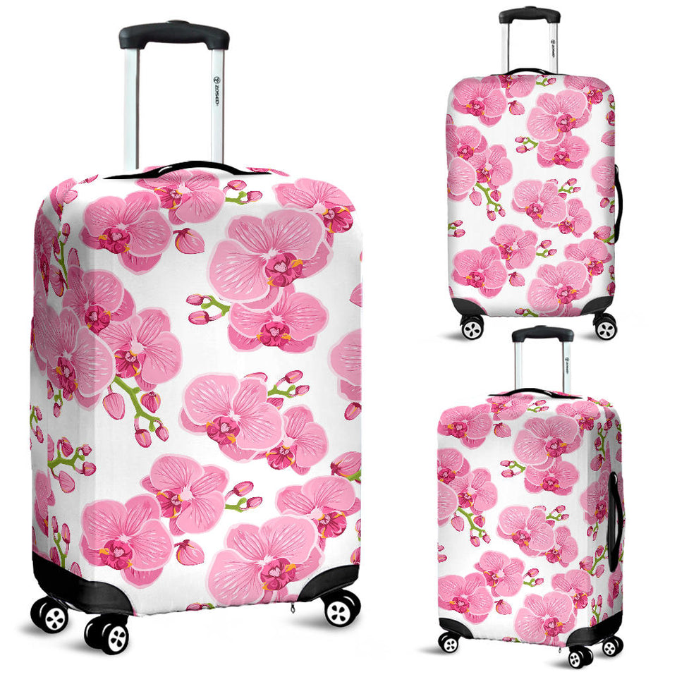 Pink Purple Orchid Pattern Background Luggage Covers