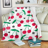 Cherry Pattern White Background Premium Blanket