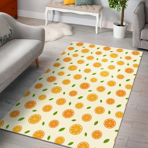 Oranges Leaves Pattern Area Rug