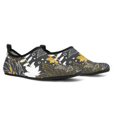 Beautiful Gold Autumn Maple Leaf Pattern Aqua Shoes