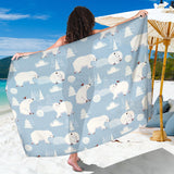 Cute Polar Bears Christmas Decoration Pattern Sarong