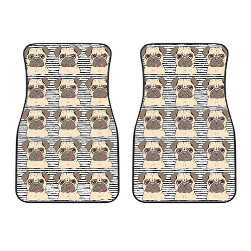 Happy Pug Pattern Front Car Mats