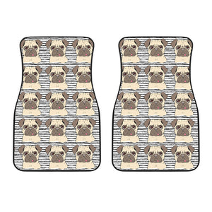 Happy Pug Pattern Front Car Mats