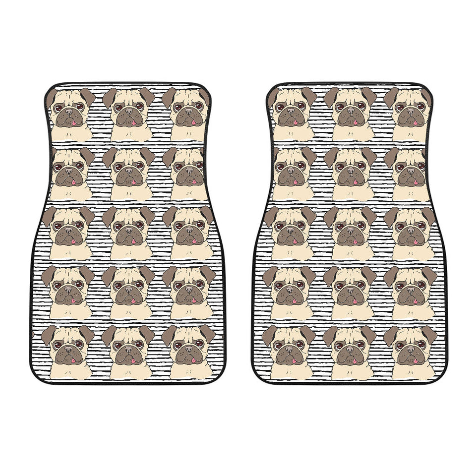 Happy Pug Pattern Front Car Mats