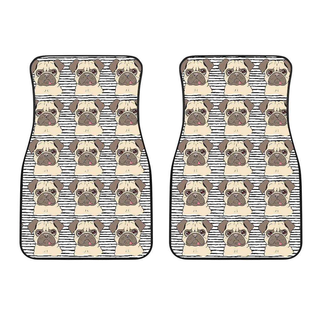 Happy Pug Pattern Front Car Mats