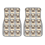 Happy Pug Pattern Front Car Mats