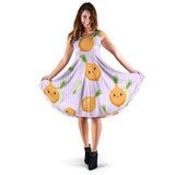 Cute Onions Smiling Faces Purple Background Sleeveless Midi Dress