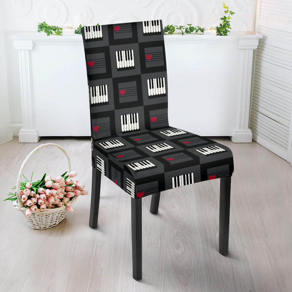 Piano Pattern Print Design 05 Dining Chair Slipcover