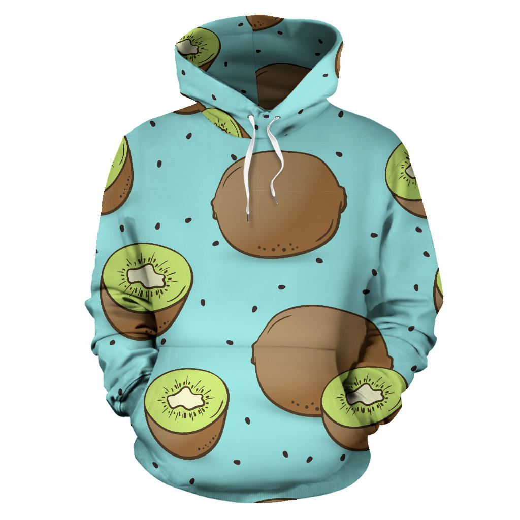 Kiwi Blue Background Men Women Pullover Hoodie