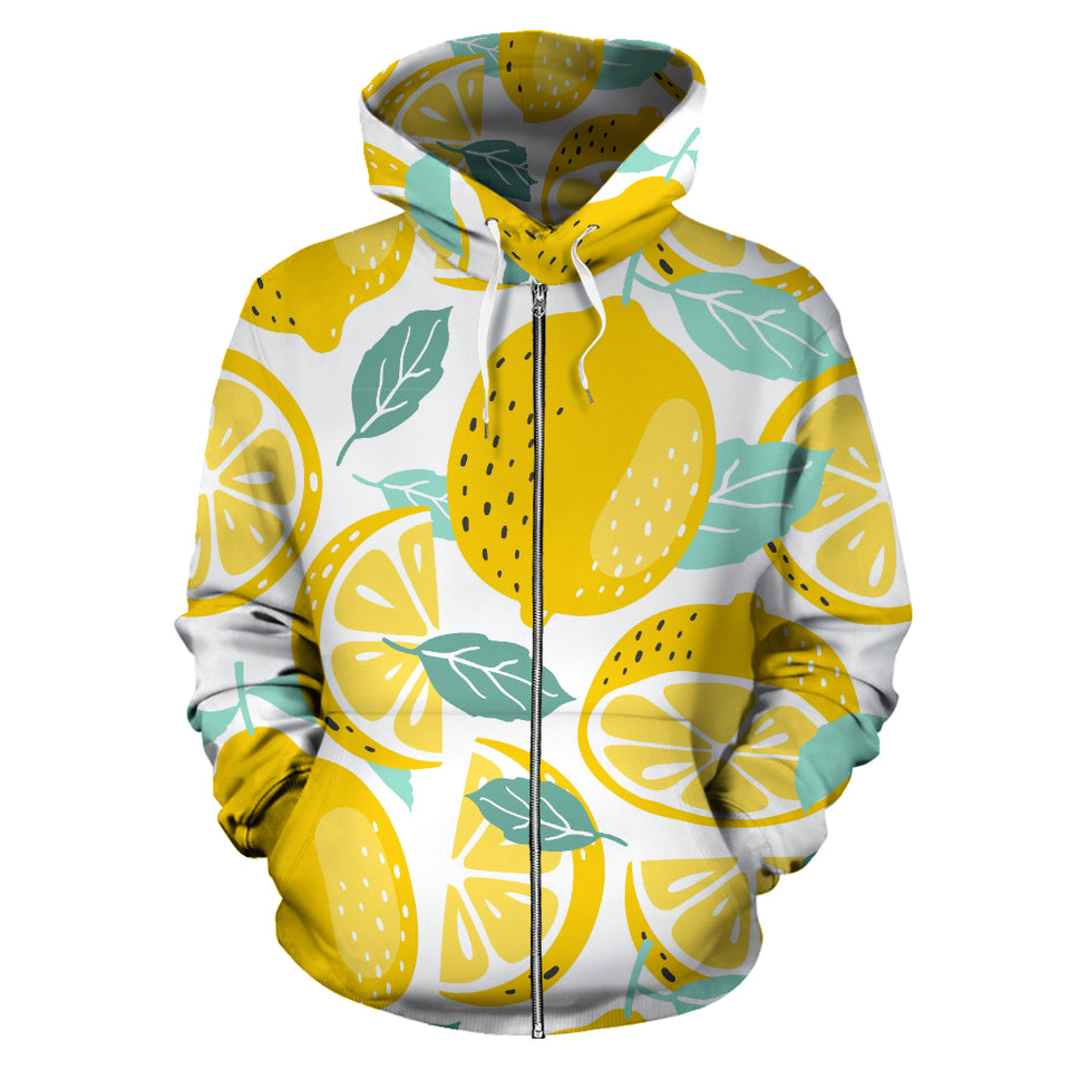 Lemon Design Pattern Zip Up Hoodie