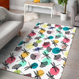 Dragonflies Ginkgo Leaves Pattern Area Rug