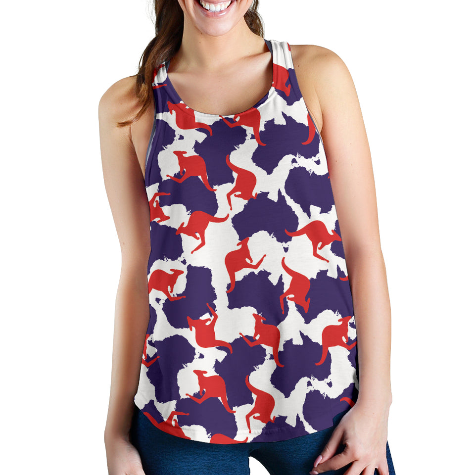 Kangaroo Australian pattern Women Racerback Tank Top