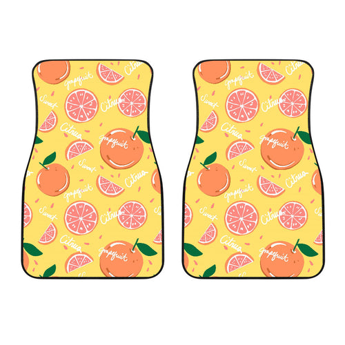 Grapefruit Yellow Background Front Car Mats