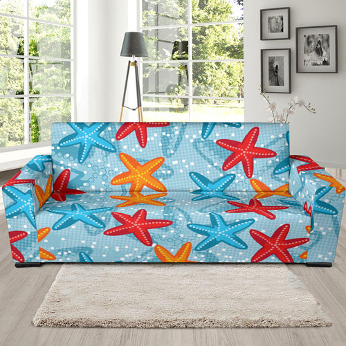 Blue Red Orange Starfish Pattern Sofa Slipcover