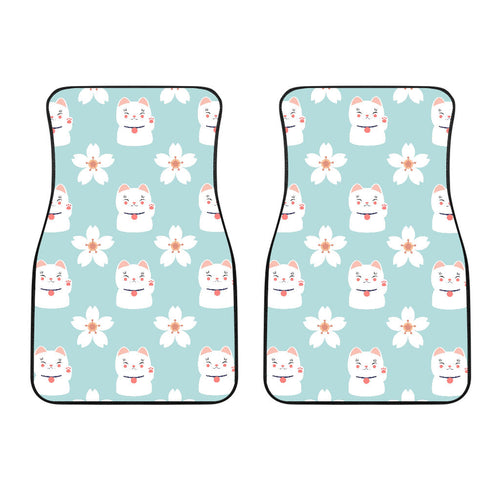 Maneki Neko Lucky Cat Sakura Front Car Mats