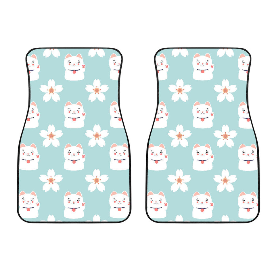 Maneki Neko Lucky Cat Sakura Front Car Mats