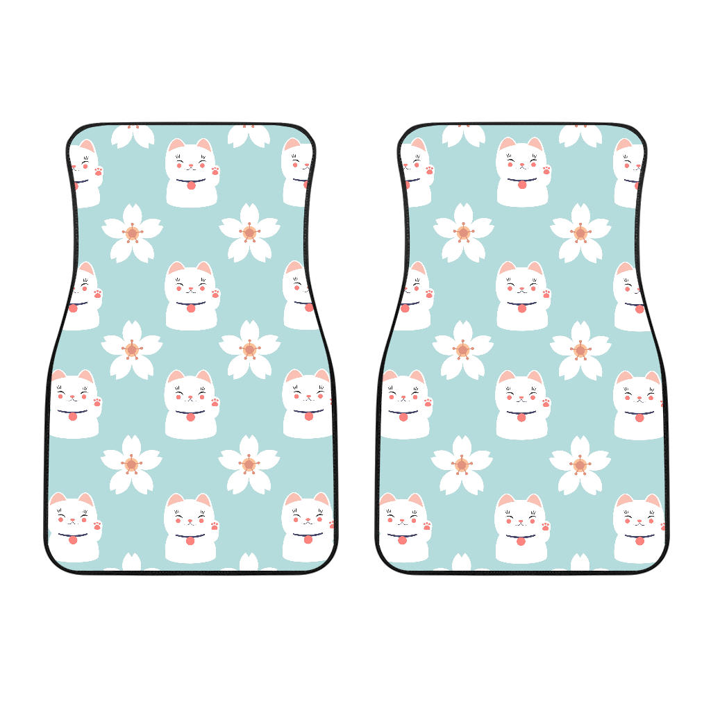 Maneki Neko Lucky Cat Sakura Front Car Mats