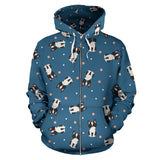 Cute Boston Terrier Dog Spattern Zip Up Hoodie