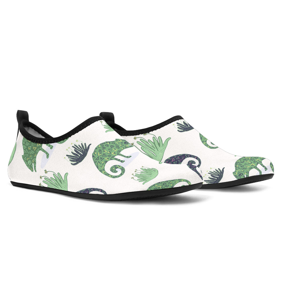 Chameleon Lizard Succulent Plant Pattern Aqua Shoes