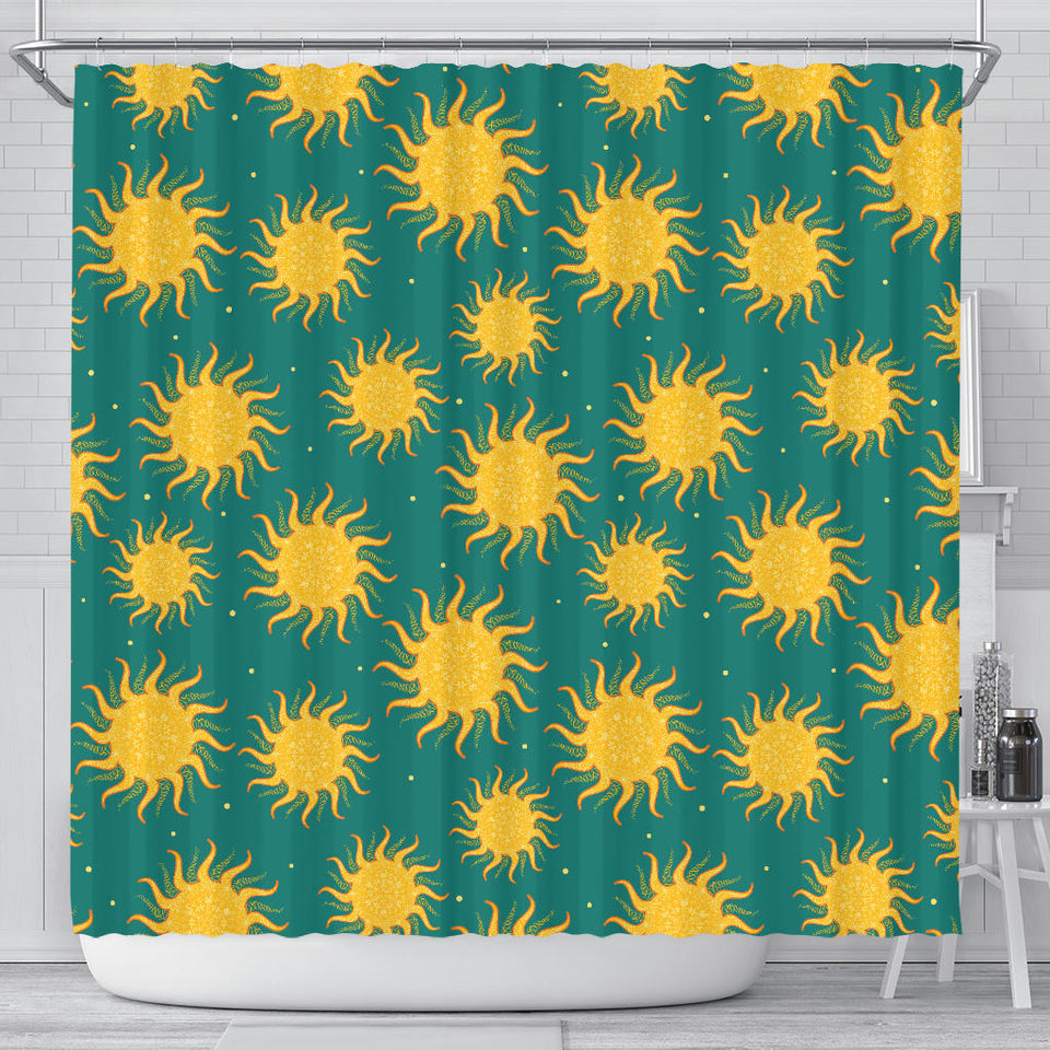 Sun Green Background Shower Curtain Fulfilled In US