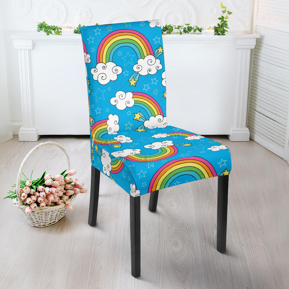 Rainbows Sky Clouds Pattern Dining Chair Slipcover