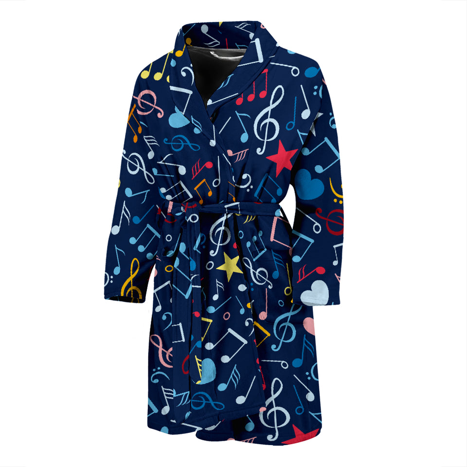 Music Notes Pattern Print Design 03 Men's Bathrobe