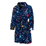 Music Notes Pattern Print Design 03 Men's Bathrobe