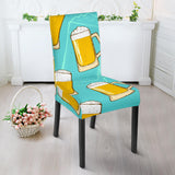 Beer Pattern Green Background Dining Chair Slipcover