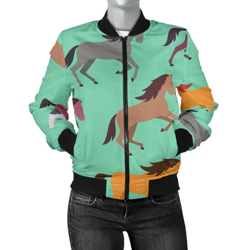Colorful Horses Pattern Women'S Bomber Jacket