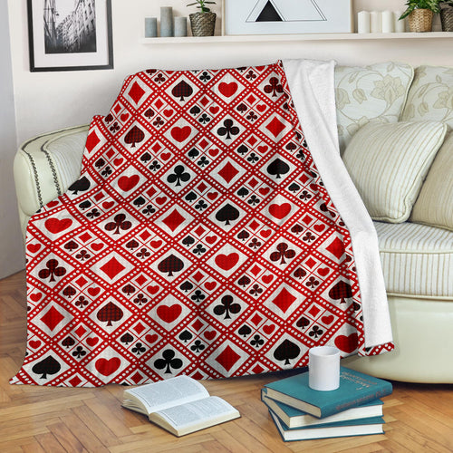 Casino Cards Suits Pattern Print Design 03 Premium Blanket
