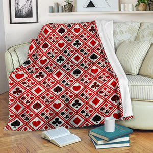 Casino Cards Suits Pattern Print Design 03 Premium Blanket