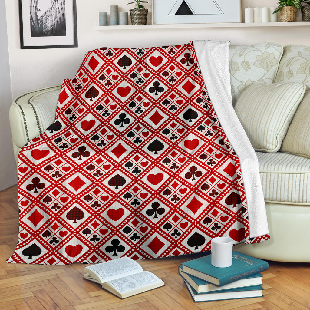 Casino Cards Suits Pattern Print Design 03 Premium Blanket