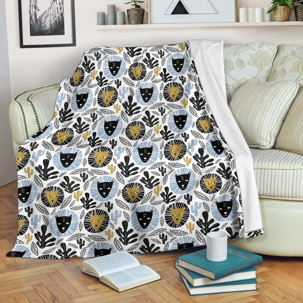 Lion Pattern Print Design 05 Premium Blanket