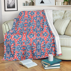 Eiffel Tower Pattern Print Design 02 Premium Blanket
