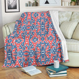 Eiffel Tower Pattern Print Design 02 Premium Blanket
