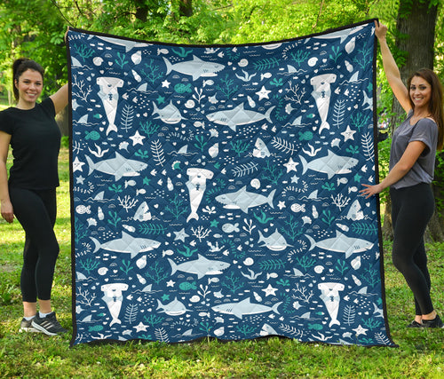 Cute Shark Pattern Premium Quilt