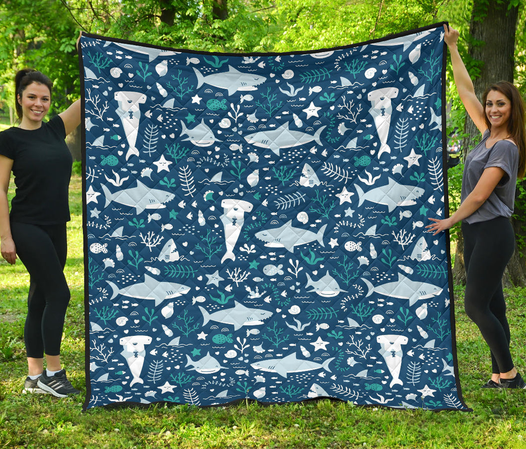 Cute Shark Pattern Premium Quilt