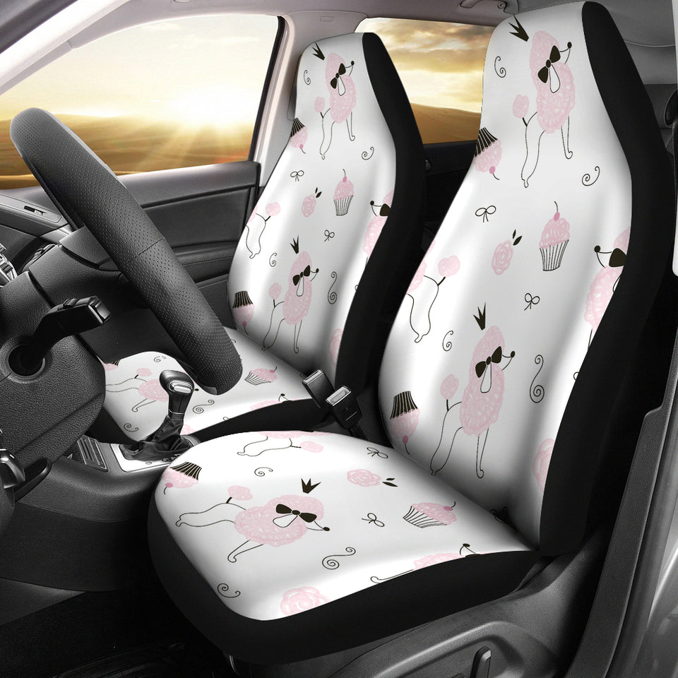 Poodle Dog Rose Cake Pattern  Universal Fit Car Seat Covers