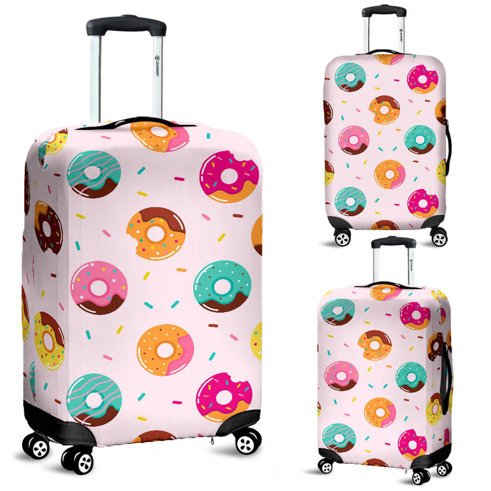 Donut Pattern Glaze Pink Background Luggage Covers