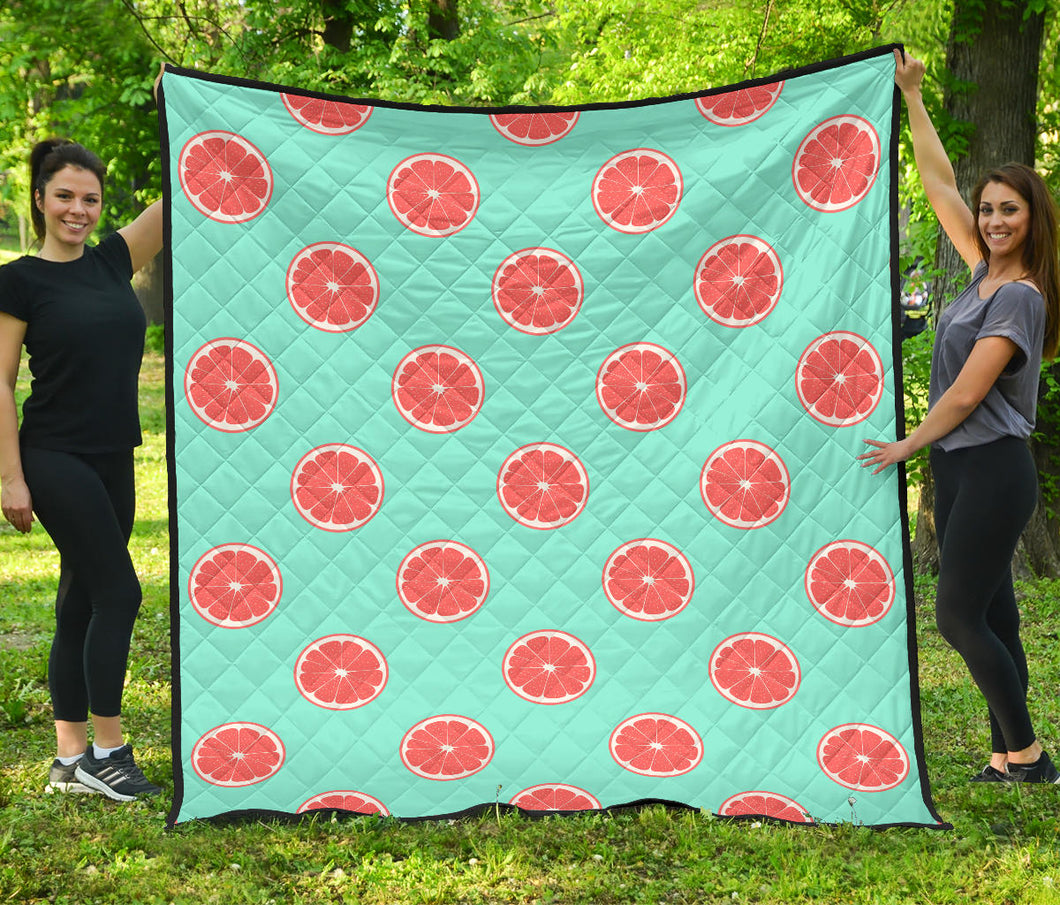 Grapefruit Green Background Premium Quilt