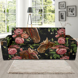 Horse Head Wild Roses Pattern Sofa Slipcover