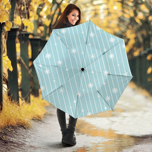 Snowflake Pattern Blue Stripe Background Umbrella