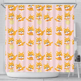 Cute Shiba Inu Dog Pattern  Shower Curtain Fulfilled In US