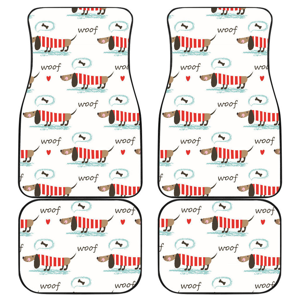 Cute Dachshund Bone Pattern Front And Back Car Mats