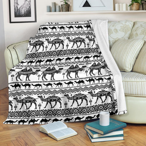 Camel Polynesian Tribal Pattern Premium Blanket