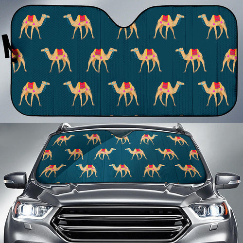 Camel Pattern Blue Blackground Car Sun Shade