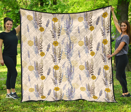 Lavender Modern Pattern Blackground Premium Quilt