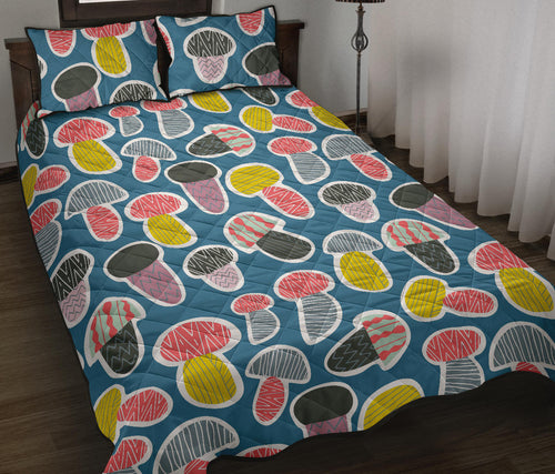Colorful mushroom design pattern Quilt Bed Set