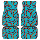 Boomerang Australian Aboriginal Ornament Blue Background Front And Back Car Mats