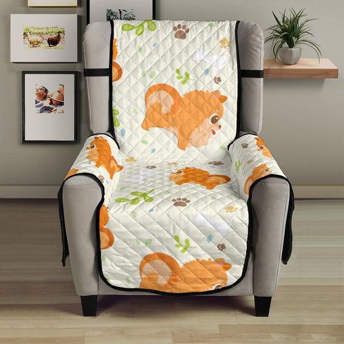 Cute brown pomeranian paw leave bone pattern Chair Cover Protector